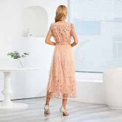 Bernadette - Embroidered Tulle Midi Dress