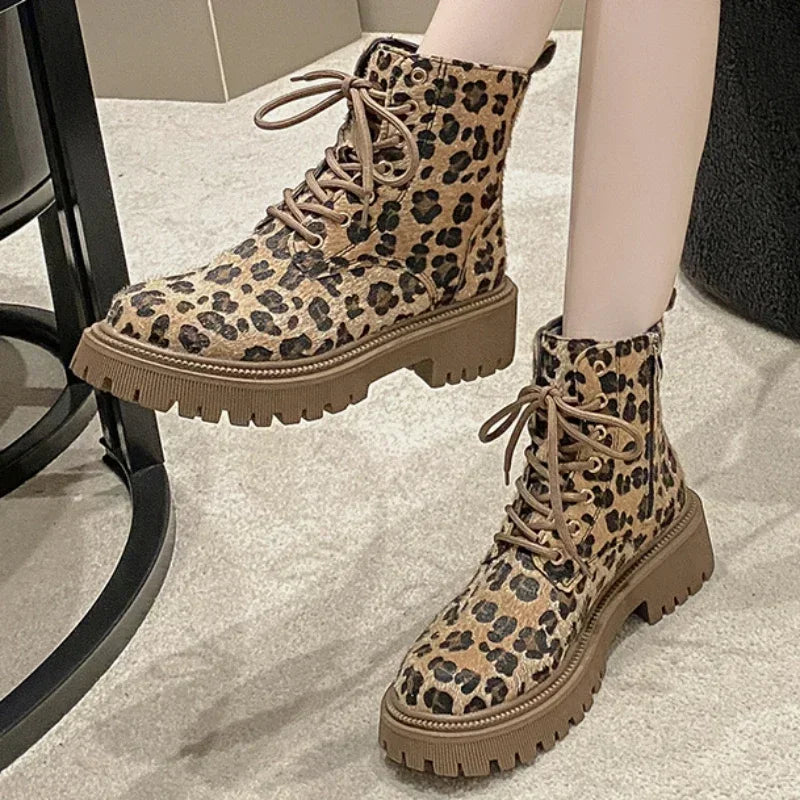 Yvonne - Leopard Lace up Boots