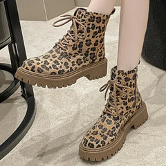 Yvonne - Leopard Lace up Boots