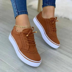 Catherine - Brogue Lace up Trainers — Brown