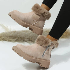 Justine - Suede Fur Trim Zip Boots