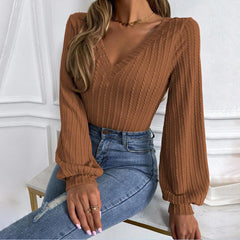Alexandra - Off Shoulder Knit Top — Brown