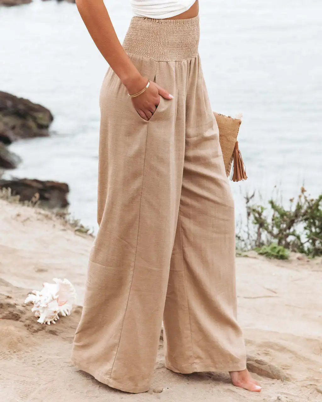 Rhiannon - Linen Wide Leg Trousers