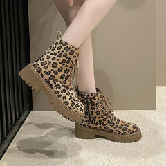 Yvonne - Leopard Lace up Boots