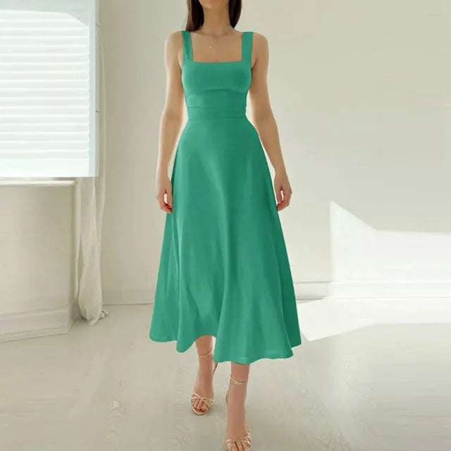 Matilde - Square Neck Midi Dress — Mint Green