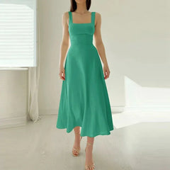 Matilde - Square Neck Midi Dress — Mint Green