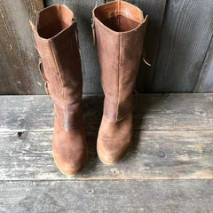Pauline - Distressed Mid Calf Boots