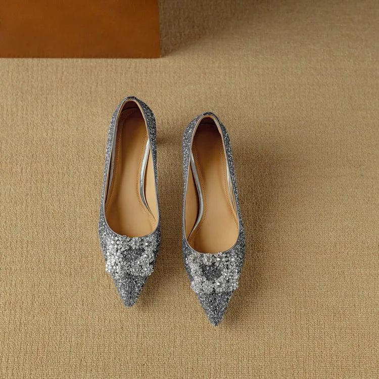 Theresa - Glitter Crystal Bow Pumps
