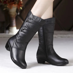 Beryl - Leather Mid Calf Boots