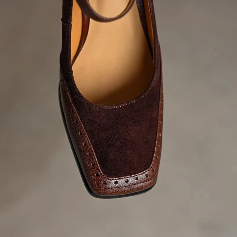 Agnes - Flared Heel Mary Jane Shoes