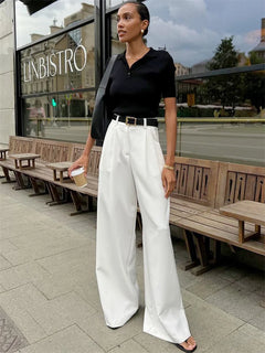 Olivia - White Wide Leg Trousers