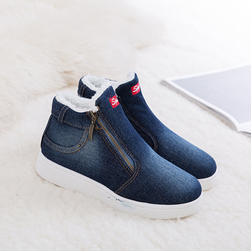 Phyllis - Fur Lined Zip Ankle Boots — Dark blue