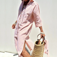 Dominique - Striped Long Shirt Dress