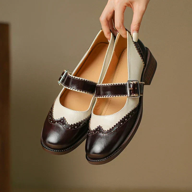 Paula - Double Strap Brogue Shoes