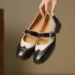 Paula - Double Strap Brogue Shoes