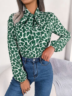 Millie - Print Blouse with Bow Tie
