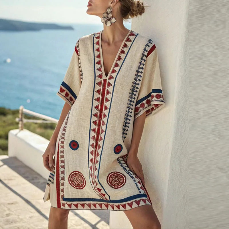 Tansy - Tribal Motif Beach Kaftan