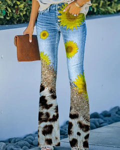 Madeline - Floral Print Jeans — Yellow