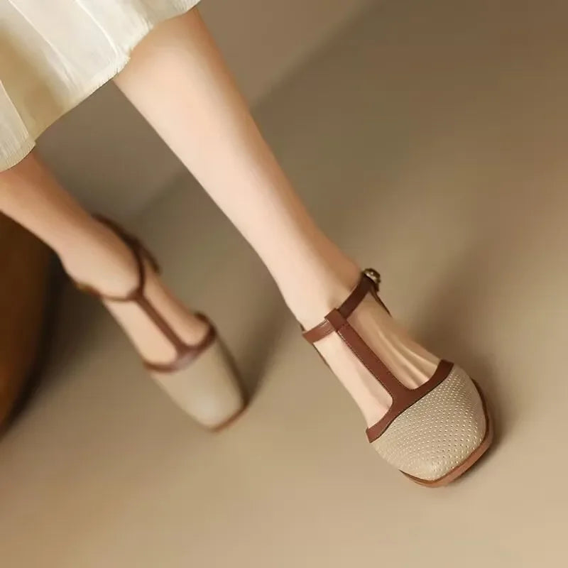 Helene - Perforated T-Bar Heels