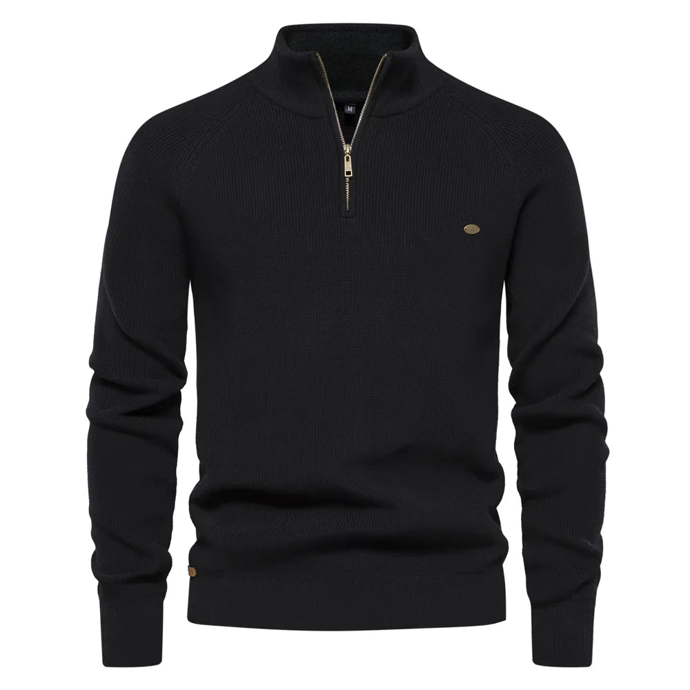 Vernon - Half Zip Jumper — Black