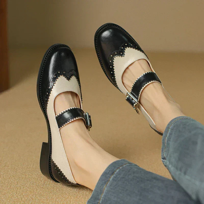 Paula - Double Strap Brogue Shoes