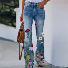 Madeline - Floral Print Jeans — Multicoloured