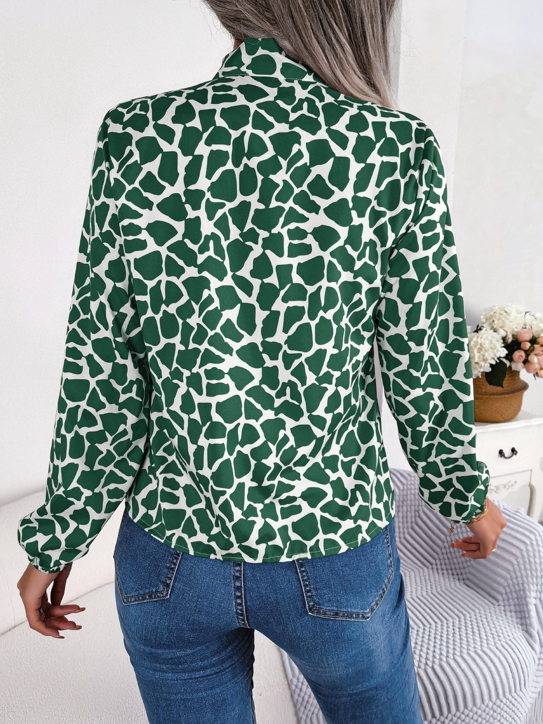 Millie - Print Blouse with Bow Tie