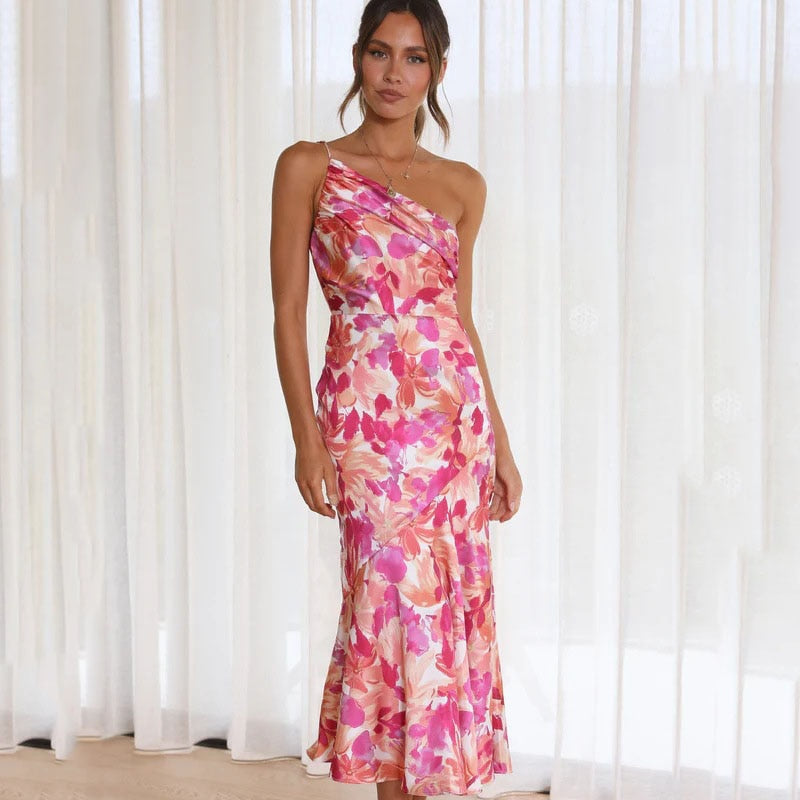 Adrienne - Floral Satin Slip Midi