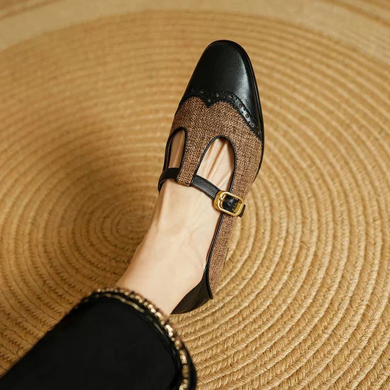 Ottoline - Two Tone Buckle T-Bar Shoes