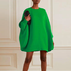 Wilhelmina - Oversized Batwing Mini Dress — Green