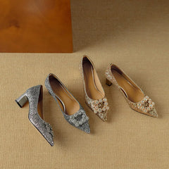 Theresa - Glitter Crystal Bow Pumps