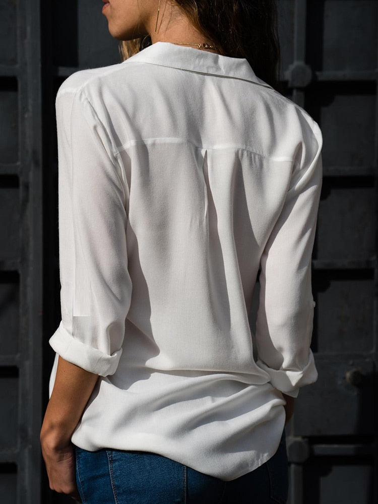 Dominique - Satin Shirt with Buttons