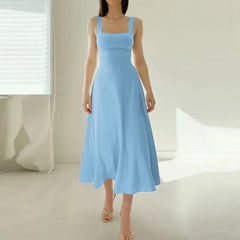Matilde - Square Neck Midi Dress — Blu