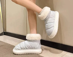 Sarah - Padded Boots with Fur Trim — Blue