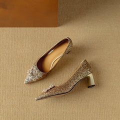 Theresa - Glitter Crystal Bow Pumps