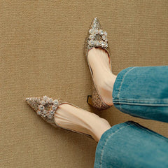 Theresa - Glitter Crystal Bow Pumps
