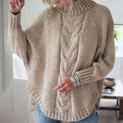 Evie - Cable Knit Oversized Jumper — Khaki
