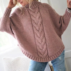 Evie - Cable Knit Oversized Jumper — Pink
