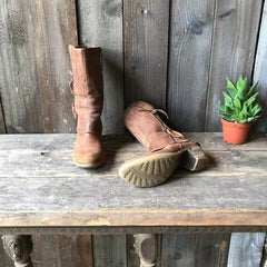 Pauline - Distressed Mid Calf Boots