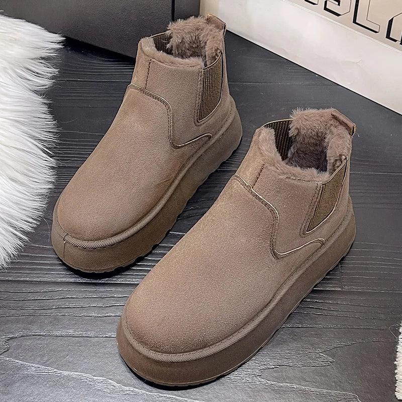 Penelope - Fleece Lined Chelsea Boots — Brown