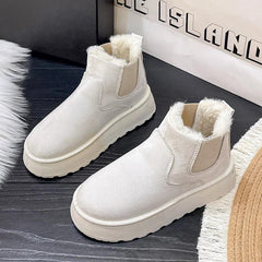 Penelope - Fleece Lined Chelsea Boots — White