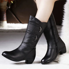 Beryl - Leather Mid Calf Boots