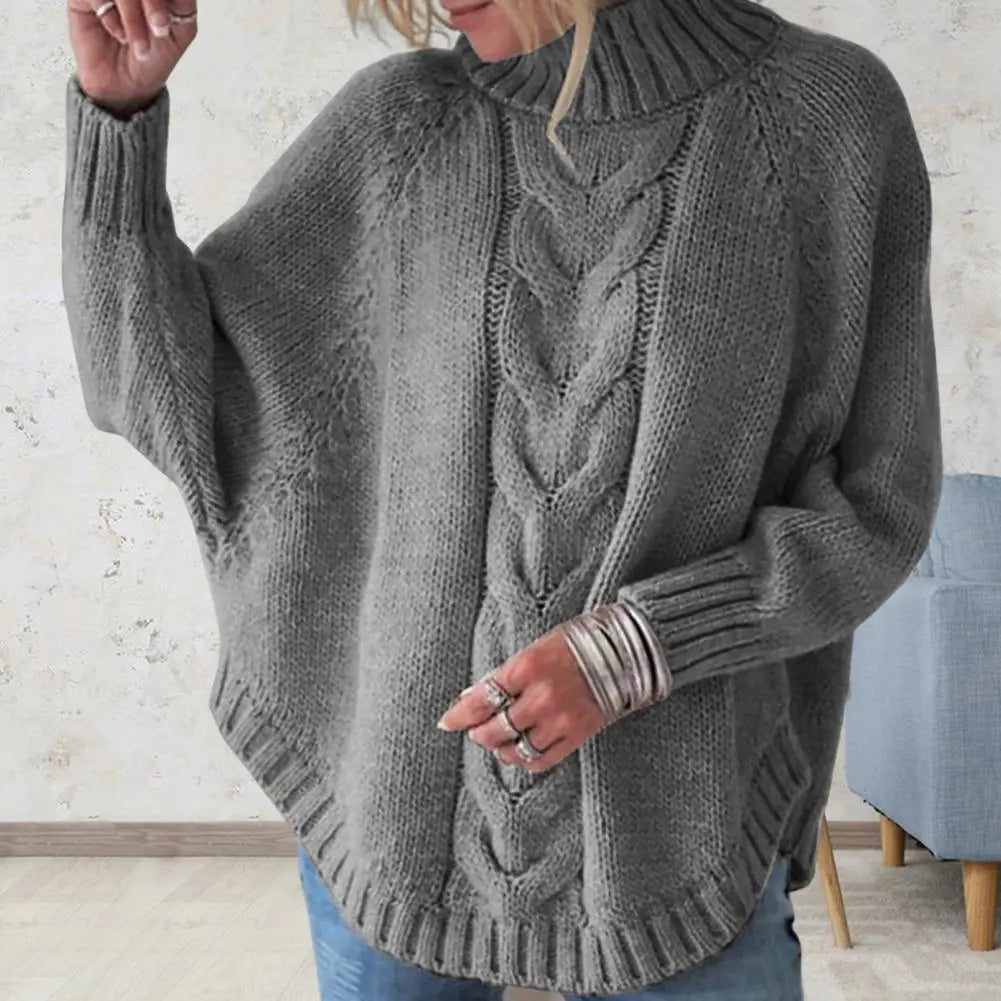 Evie - Cable Knit Oversized Jumper — Grey