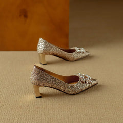 Theresa - Glitter Crystal Bow Pumps