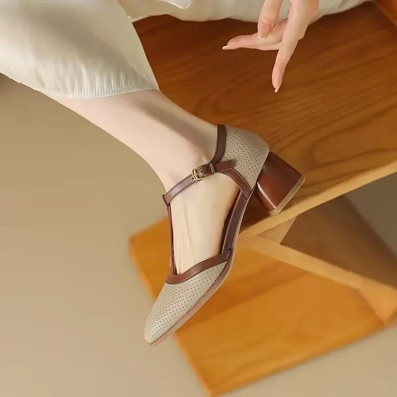 Helene - Perforated T-Bar Heels