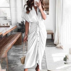 Seraphina - Shirt Dress with Tie Waist — White