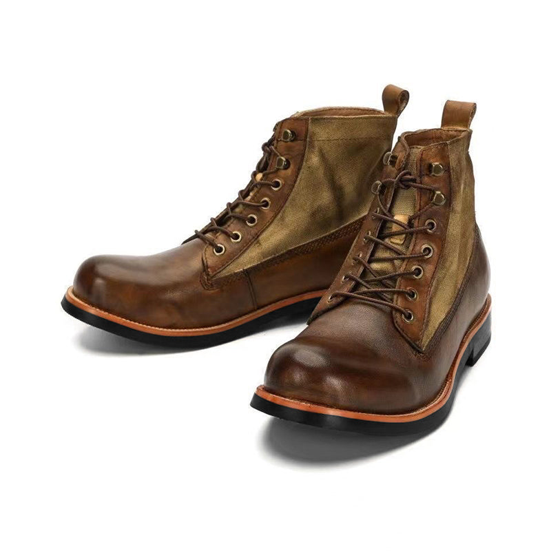 Harriet - Two Tone Leather Boots — Brown