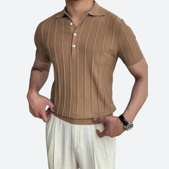 Alastair - Ribbed Knit Polo — Litch brown
