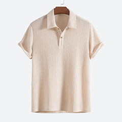 Shaun - Waffle Knit Polo Shirt — White