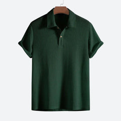 Shaun - Waffle Knit Polo Shirt — Green